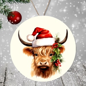 Scottish Gift Christmas Ornament Traditional Highland Cow Keepsake Celtic Decor Ceramic Ornament Scotland Pride Souvenir Proud Scot