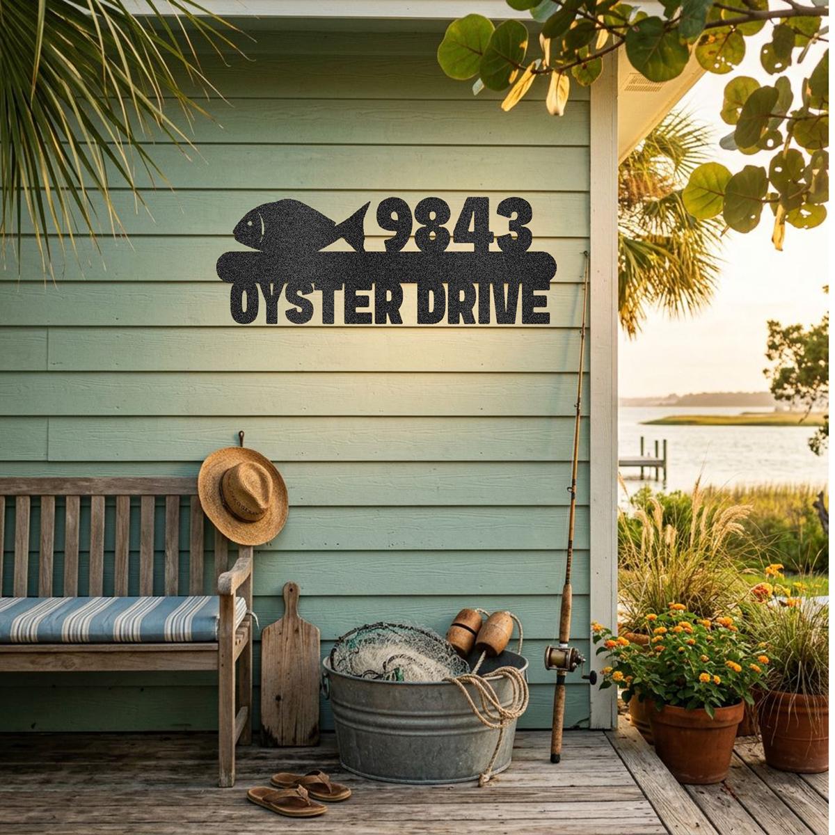 Fish Address Sign, Personalized House Number Street Name Metal Sign ...