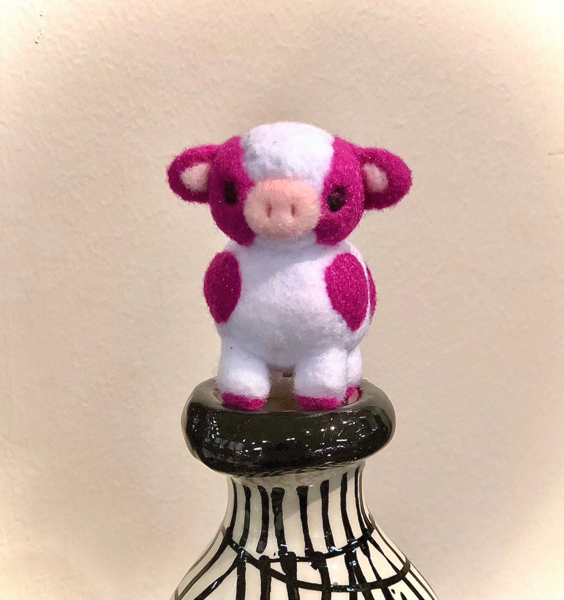 Handmade Mini Needle Felted Strawberry Cow Felt Animal Cow Etsy