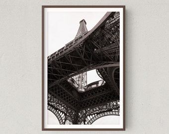 DIGITAL DOWNLOAD: Underneath the Eiffel Tower, Black & white image of Paris in the Fall, Digital portrait print,  la tour Eiffel