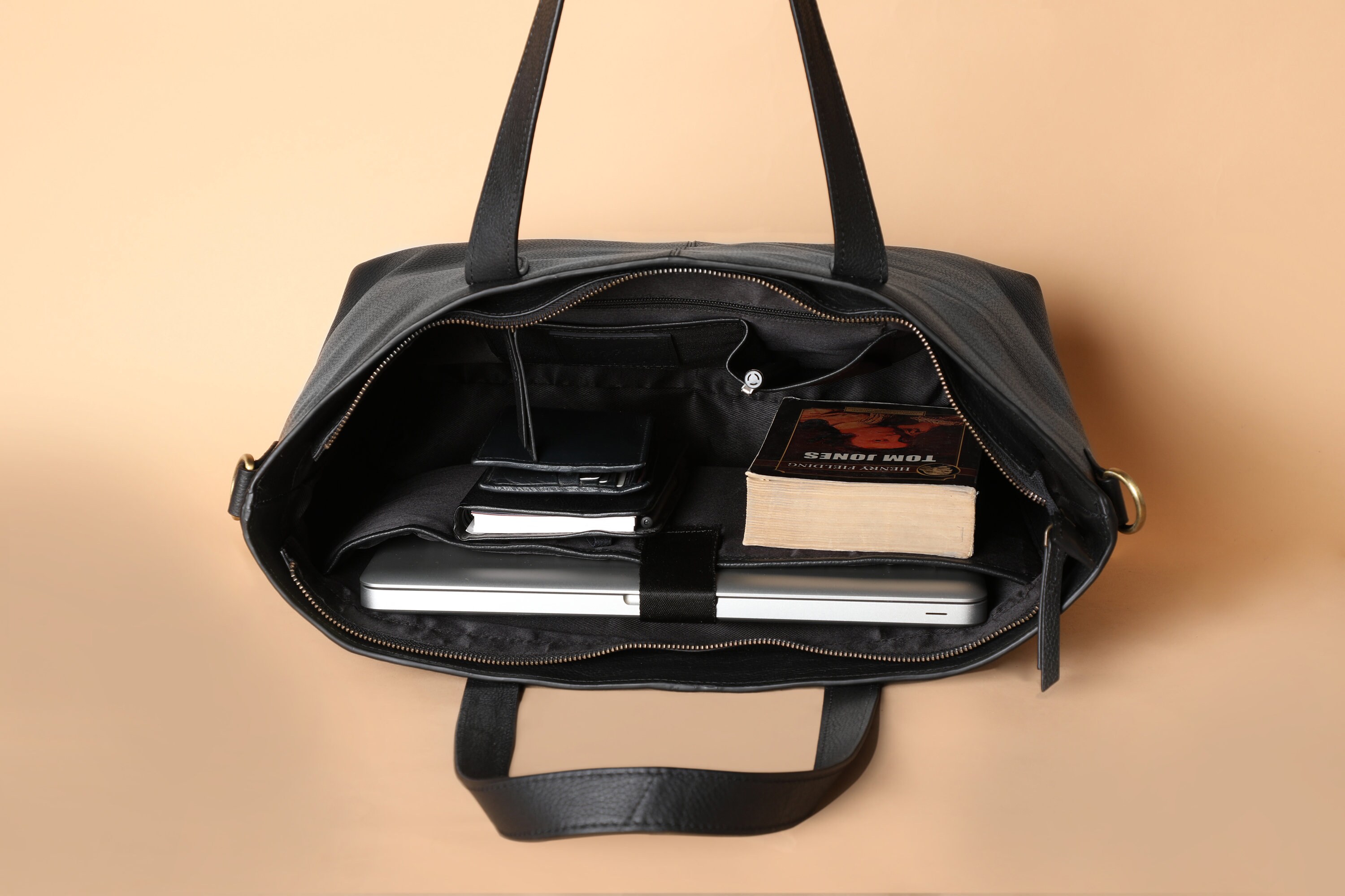 LEGACY Black Leather Laptop Tote With Crossbody Strap GIZA Etsy
