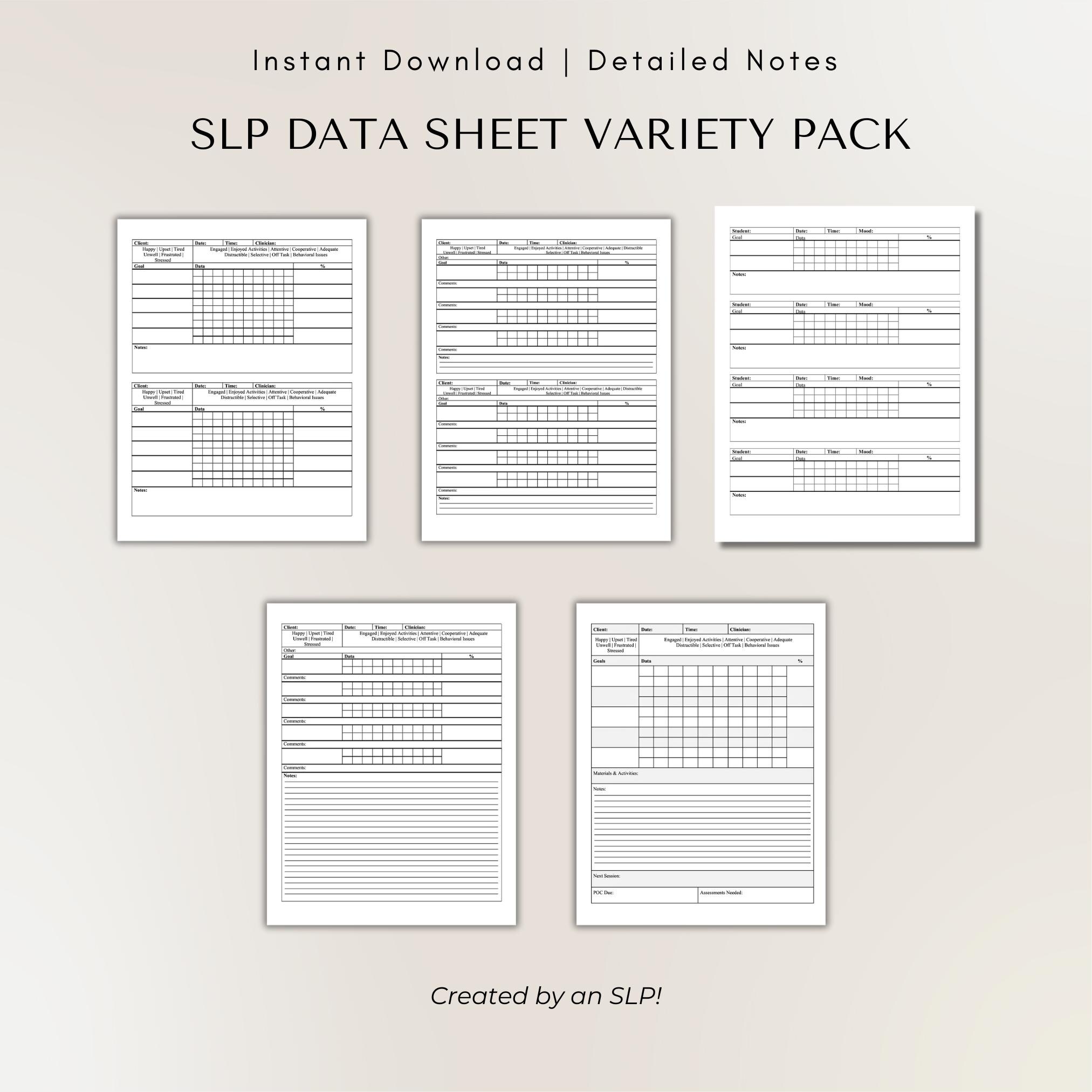 SLP Data Sheet Variety Pack | Group Progress Monitoring | Instant ...