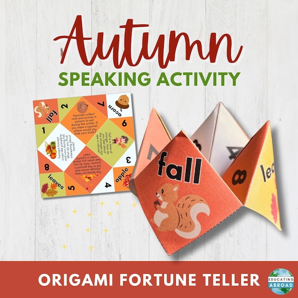Fall Classroom Activity for Social Emotional Learning and Public Speaking | Interactive Partner Activity for Kids | Autumn Origami Craft