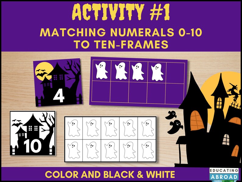 Halloween Math Activities Printable Worksheets and Matching - Etsy