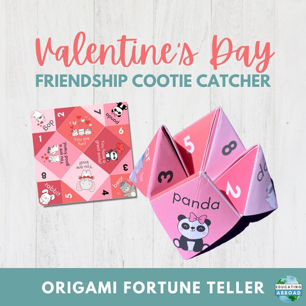 DIY Valentine's Day Card for Kids | Printable Valentine Cootie Catcher | Valentine's Day Party Favor | Children's Friendship Fortune Teller