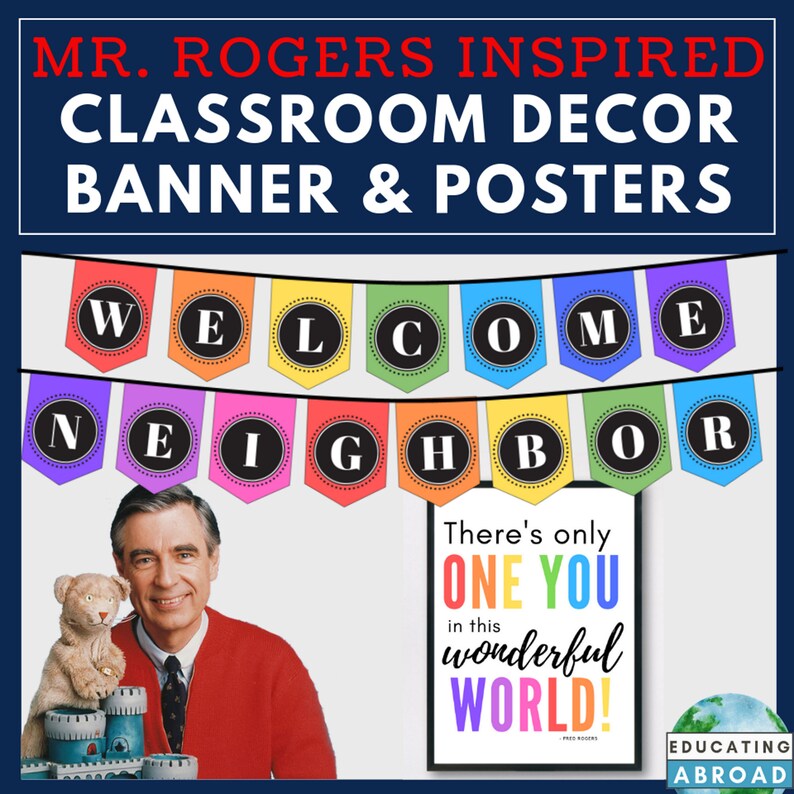 Mister Rogers Neighbor Class Decor Printable Banner Educational Posters Instant Download
