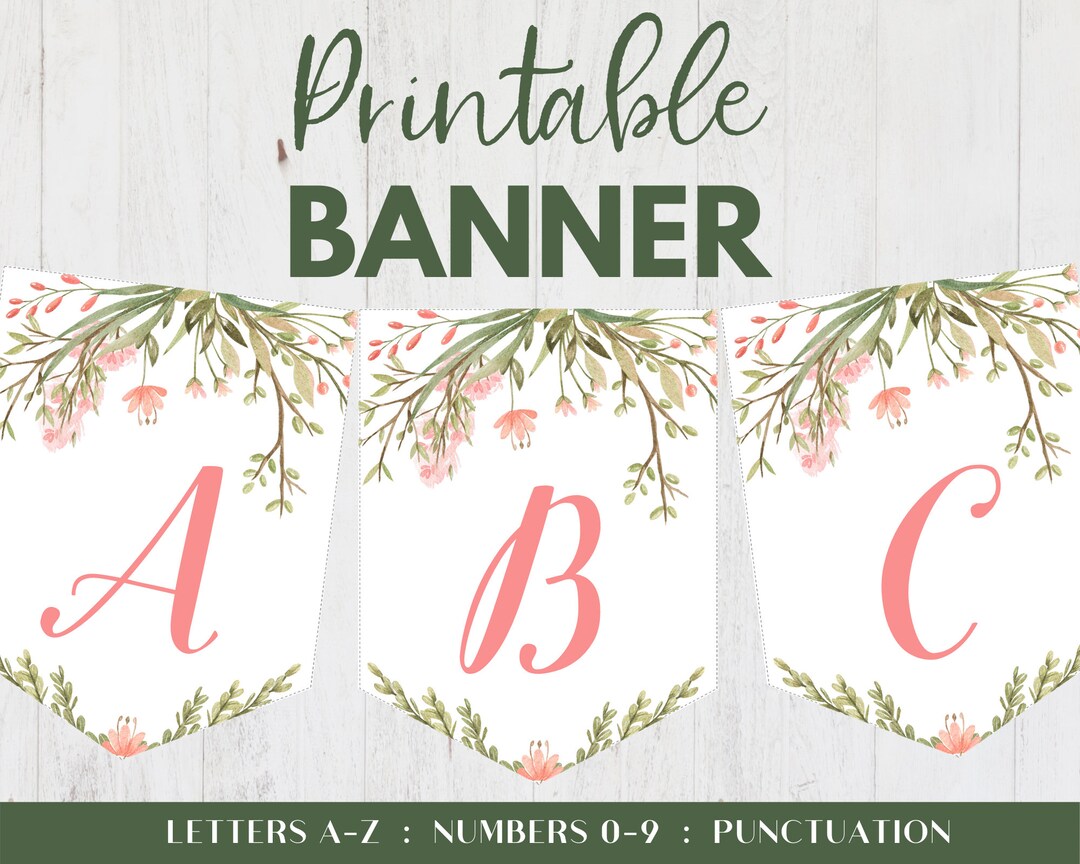 Wildflower Floral Printable Banner: DIY Party Garland (digital Download ...
