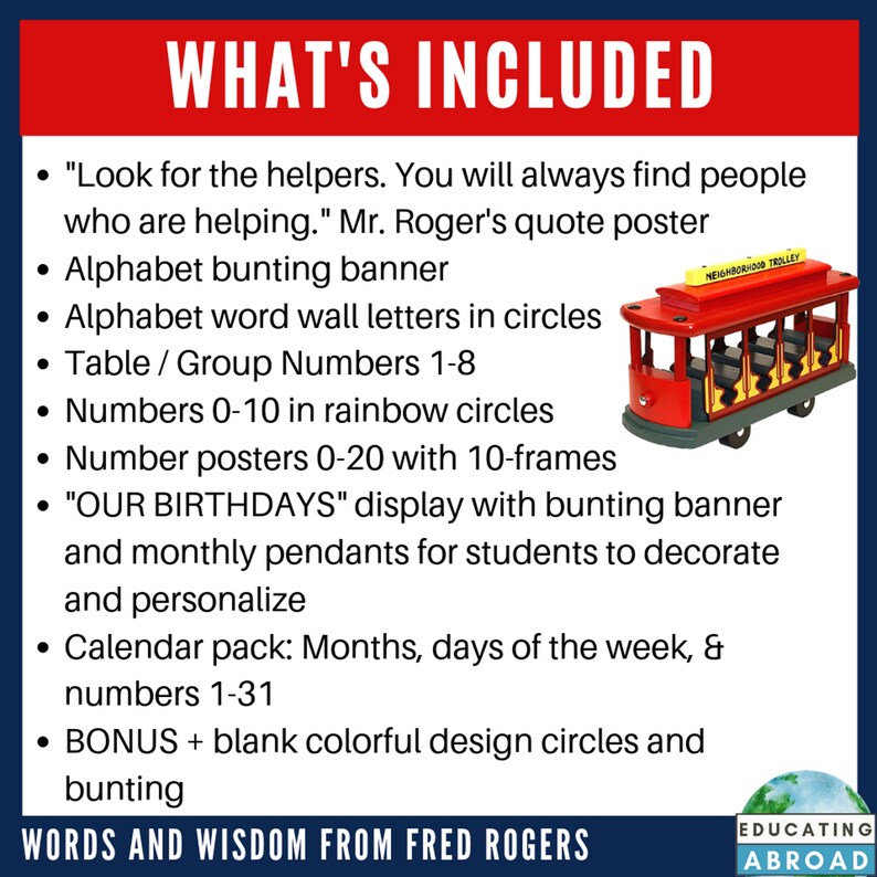 Mister Rogers Inspired Class Decor and Organization Banner Etsy