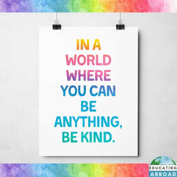 Be Kind Colorful Kids Nursery Printable Classroom | Etsy