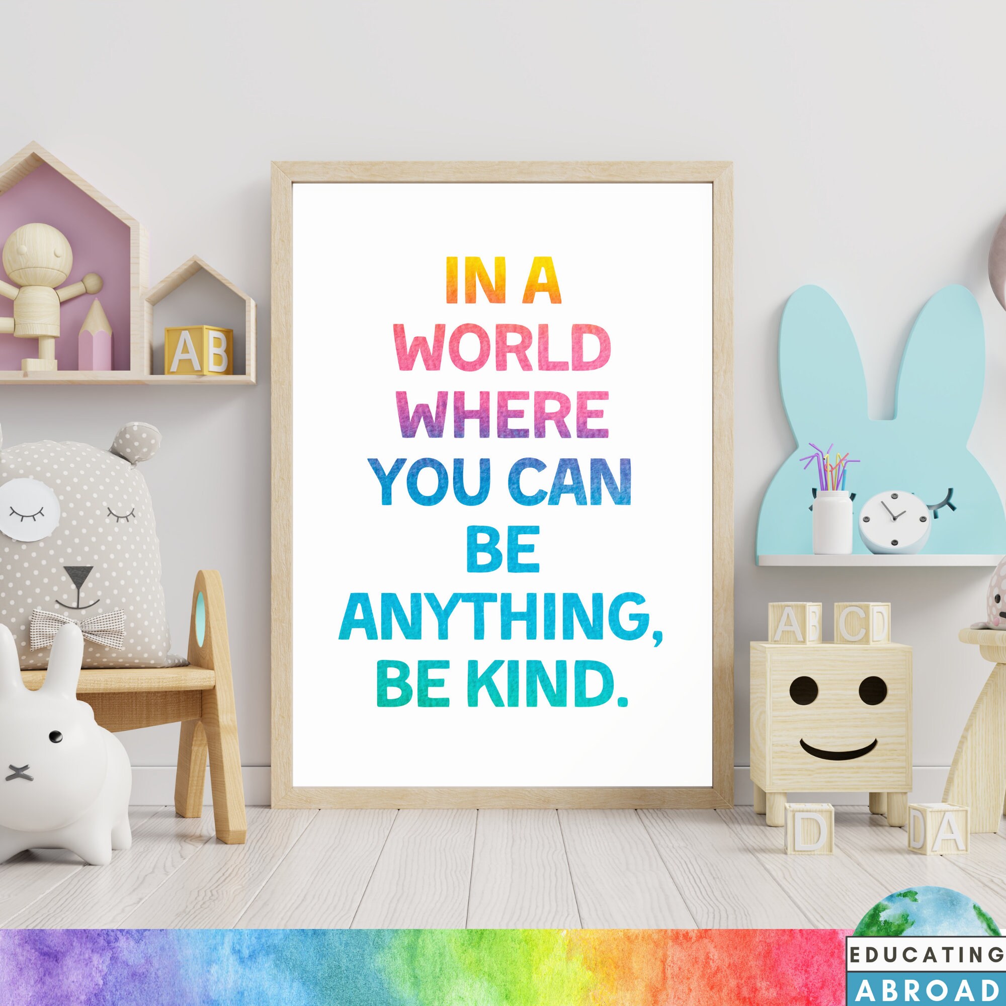 Be Kind Colorful Kids Nursery Printable Classroom | Etsy