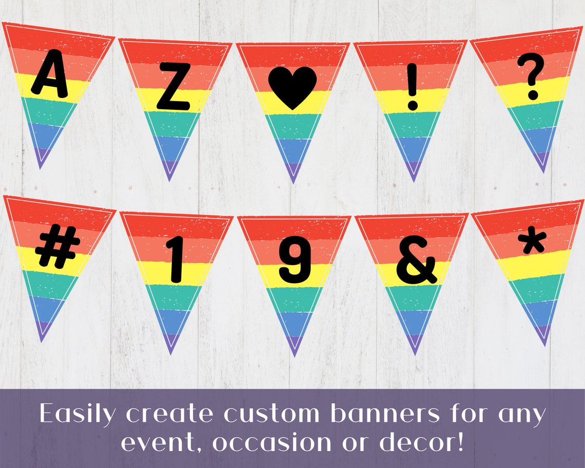Rainbow Printable Flags Letters Instant Display ABC Wall Art Etsy