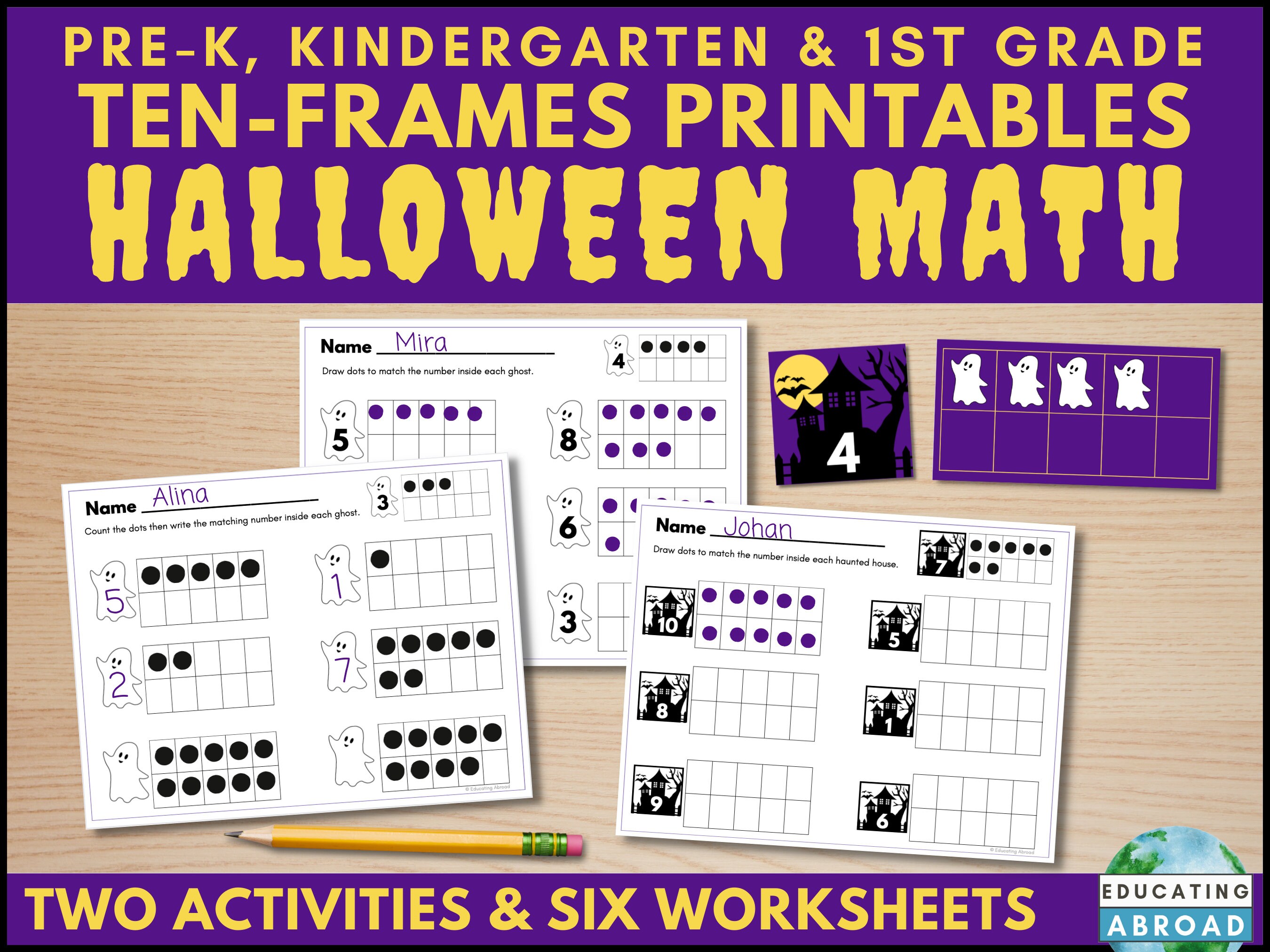 Halloween Math Activities Printable Worksheets and Matching - Etsy