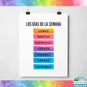 Los Días De La Semana Printable Days of the Week Classroom Decor ...