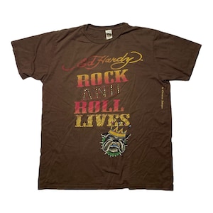 Y2K Ed Hardy Rock and Roll Lives Men XLarge T-Shirt
