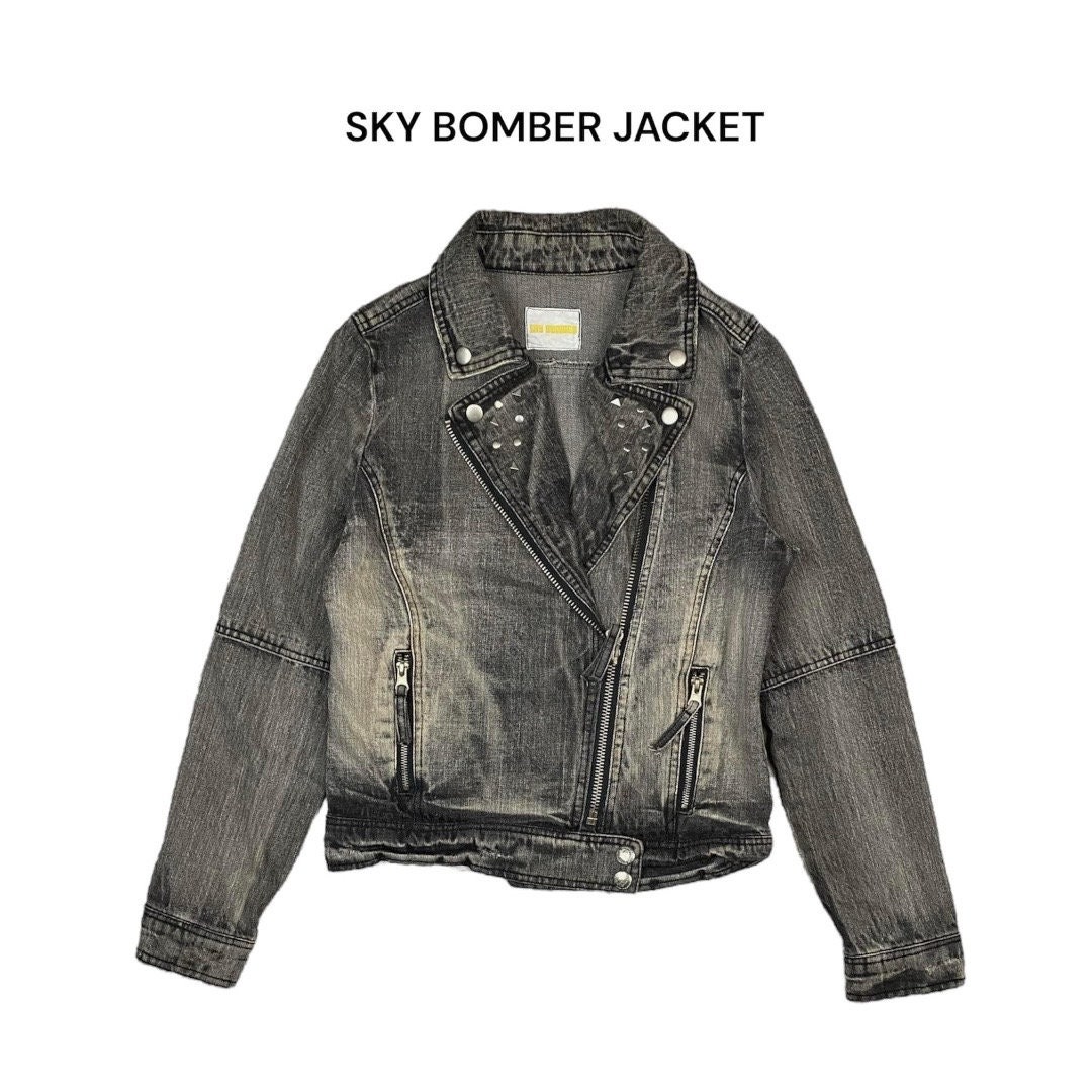 Sky Bomber Japanese Brand Denim Jacket - Etsy Sky Bomber Japanese Brand Denim Jacket - Etsy