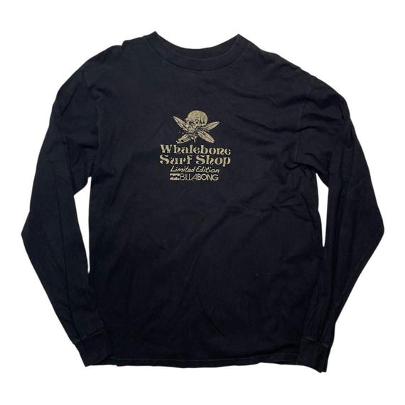 Billabong, Vintage Billabong Long Sleeve Skull Surf Graphic Tee - Size M Black