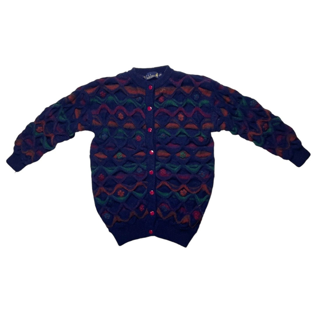 Vintage Tulchan Multicolour Cable Knitwear Cardigan Coogi Style / Grandpa Core / Retro Streetwear / Grandad Style
