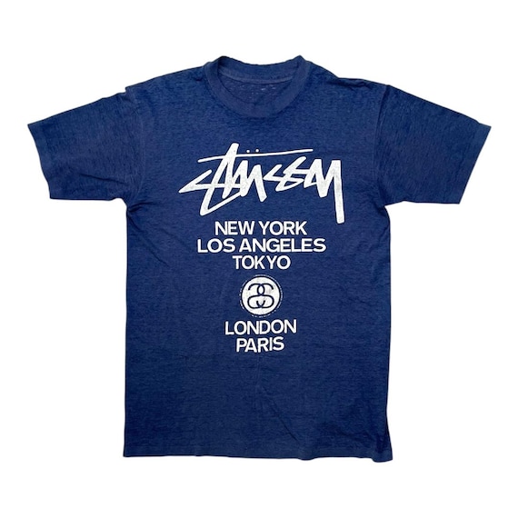 Vintage 90s Stussy Big Logo Tee: Navy Single Stitch Streetwear - Etsy