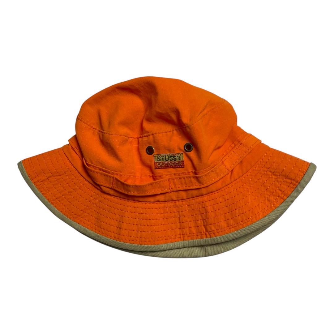 帽子 old stussy OUTDOOR Hat Vintage Stussy Outdoor Bucket Hat Orange Ripstop Wide Brim Utility