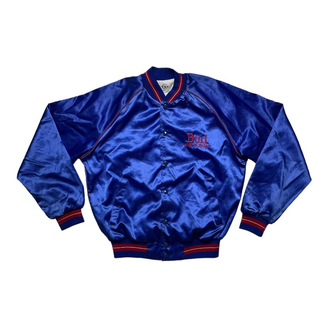 Vintage 90s Budweiser King of Beers Windbreaker Bomber Jacket  