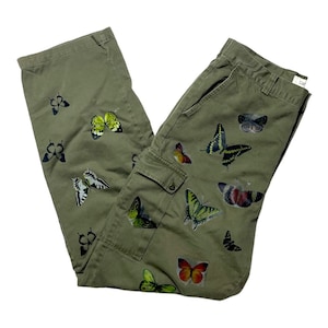 Y2K Custom Gaps Cargo Pants Butterfly Printed / Y2K Clothing / Custom Made Pants / Butterfly Printed Cargo