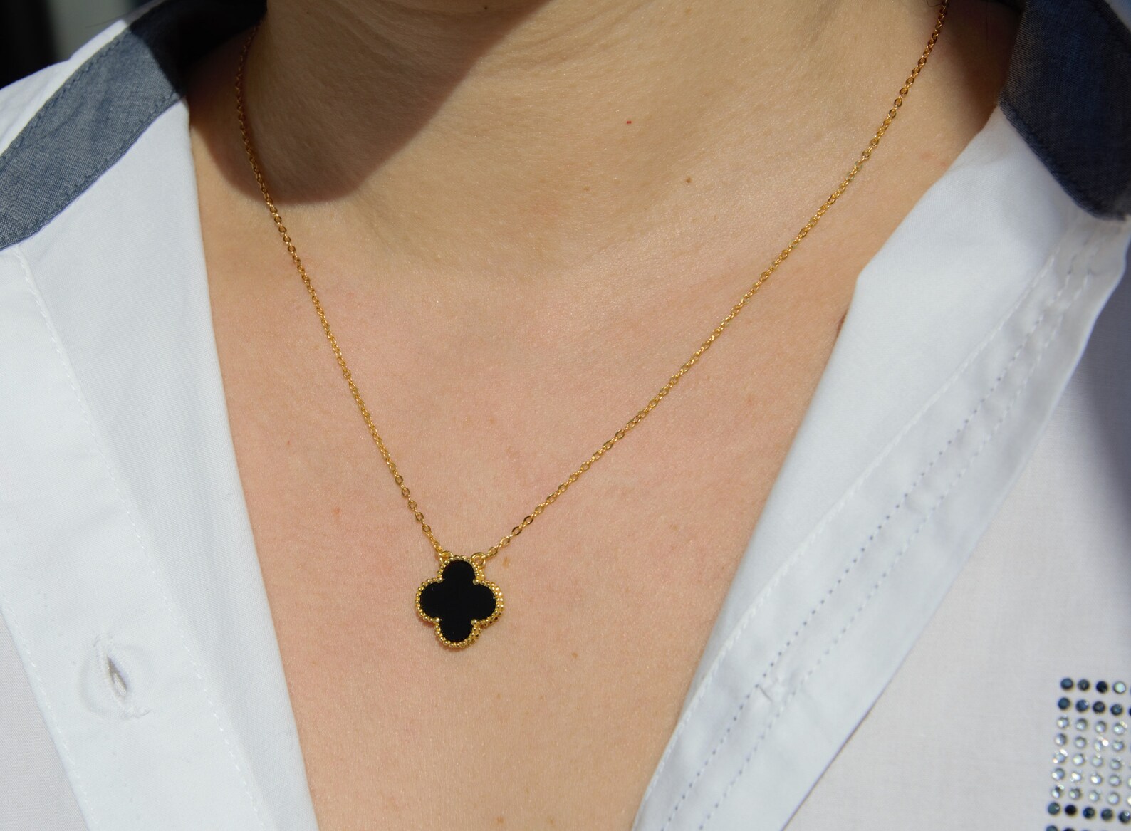 Clover necklace 925 sterling silver necklace gold clover Etsy