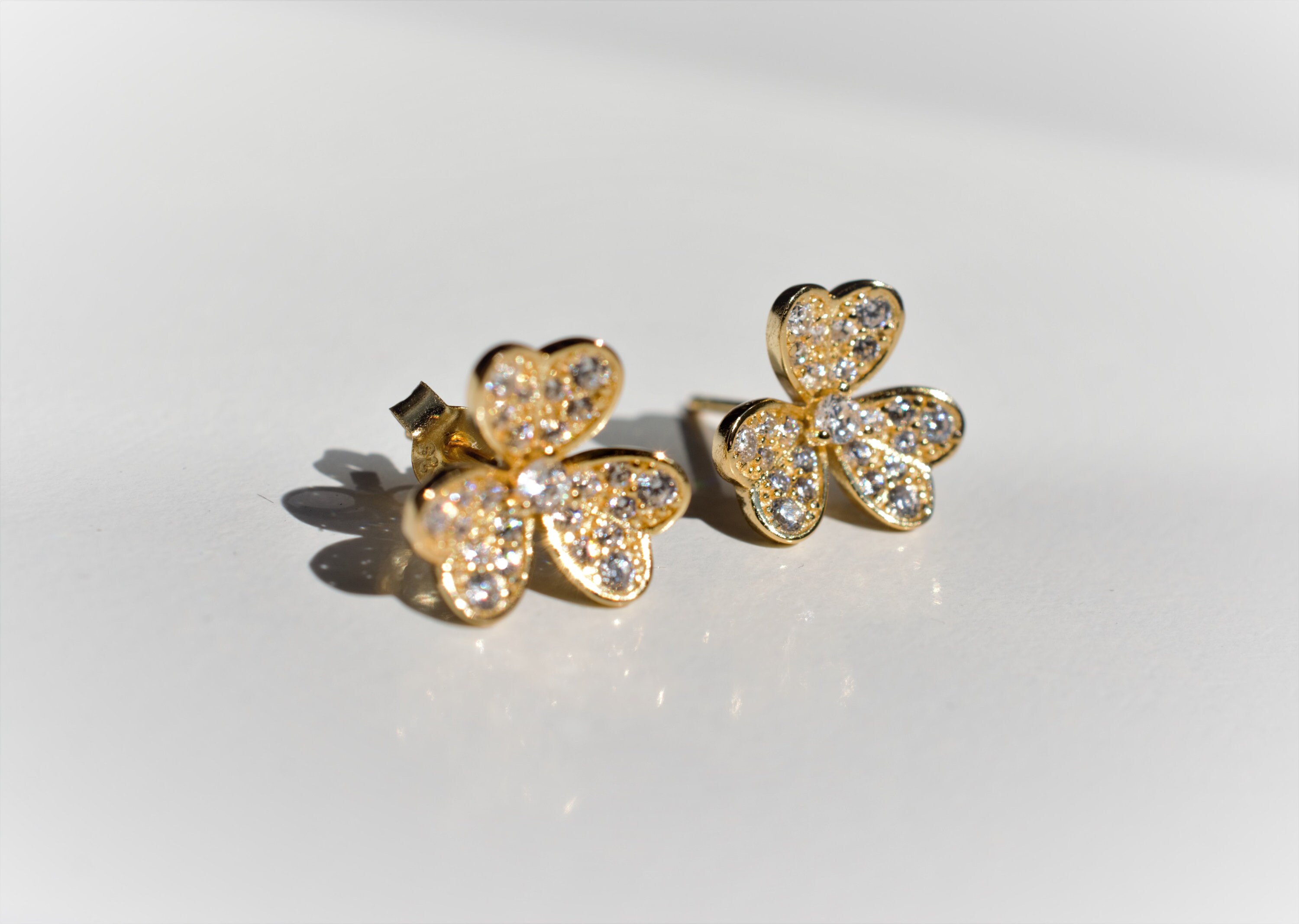 Gold Clover earrings 925 sterling silver earrings clover Etsy