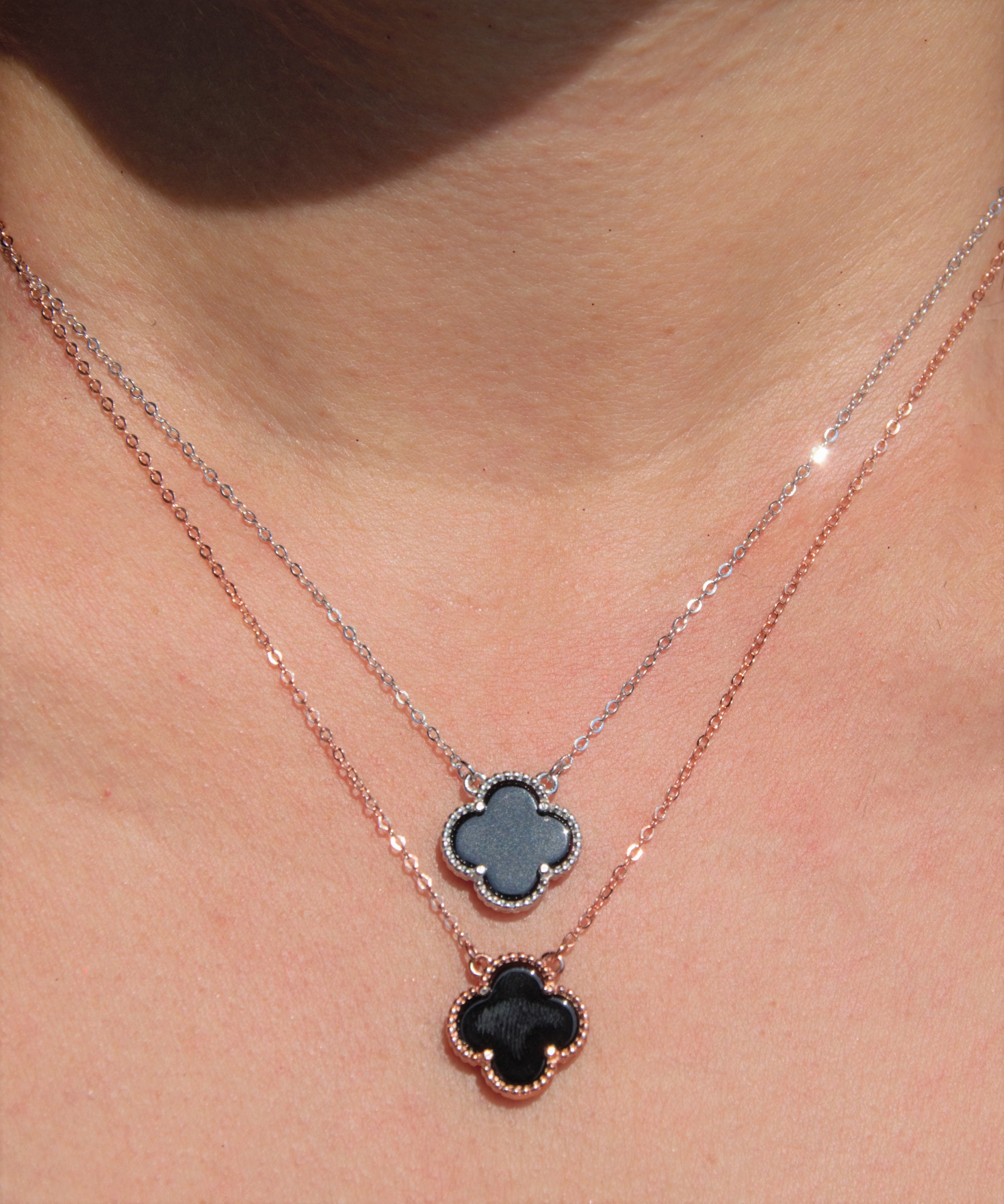 Clover necklace silver necklace black onyx Clover necklace Etsy