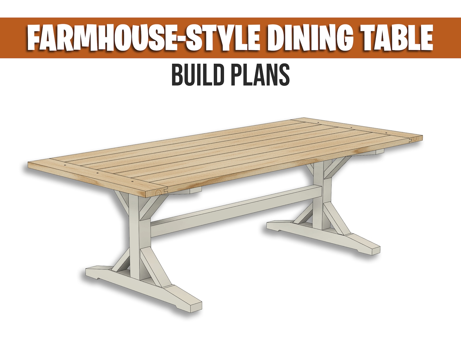 Farmhouse Style Dining Table - Build Plans | Rustic Furniture, DIY ...