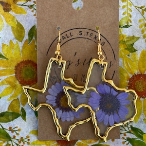 Handmade Texas Pressed Flower Earrings