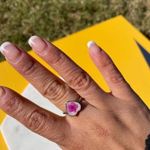 Handmade Pressed Flower Resin Ring Adjustable Ring