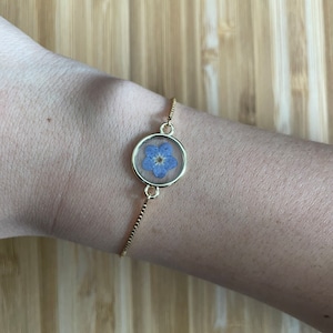 Handmade Pressed Flower Bracelet Forget Me Not Bracelet