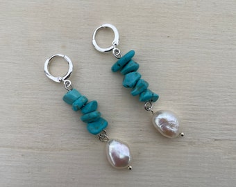 Freshwater Pearl Turquoise Earrings