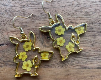 Handmade Pikachu with real flowers