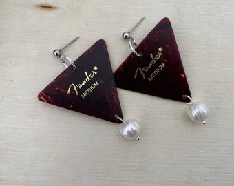 Triangle Fender Freshwater Pearl Earrings