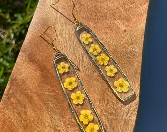 Handmade Rectangle Pressed Flower Earrings