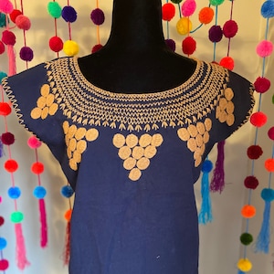 Blouse- woman blouse- Mexican blouse- Mexican clothing- Mexican embroidered blouse- Mexican dress- blue blouse