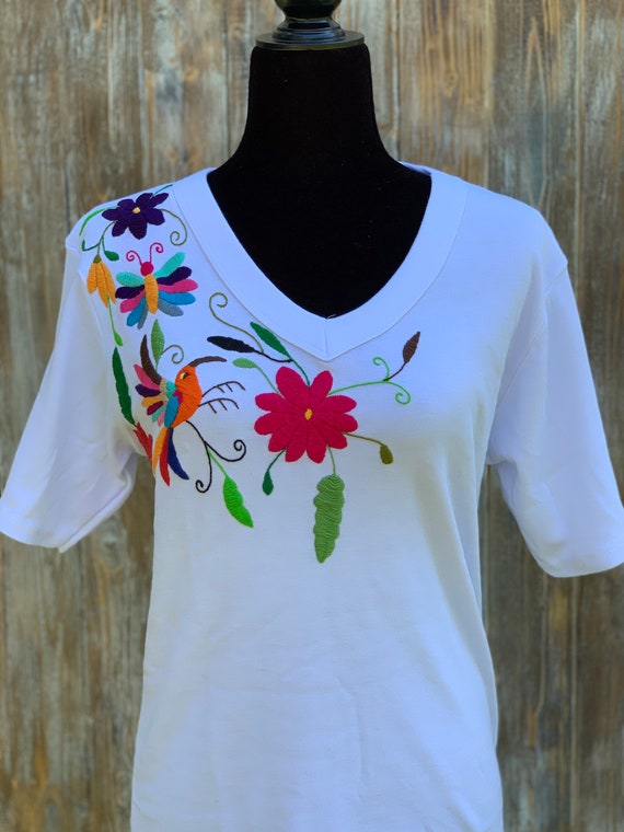 Deluxe Embroidered Otomi T-shirt/ Hand Embroidered/ Otomi