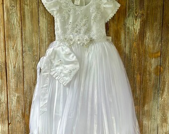 Vestido de niña- vestido blanco- vestido de bautismo- vestido de bautizo- vestido para bautizo