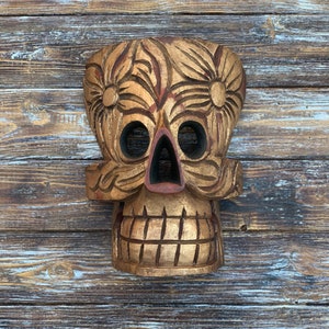 Wood mask catrina devil wood mask day of the dead’s mask
