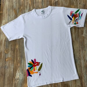 Deluxe embroidered otomi T-shirt/ hand embroidered/ otomi embroidered/ white T-shirt/ size L