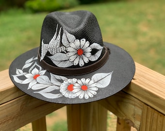 Hat - hand painted hat - beach hats - traveling hat- SIZE L (23”)