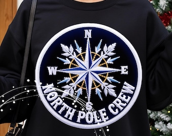 North Pole Crew, Faux Yarn Png, Faux Patch Png, Faux Embroidery Png, Winter Png, Christmas Png