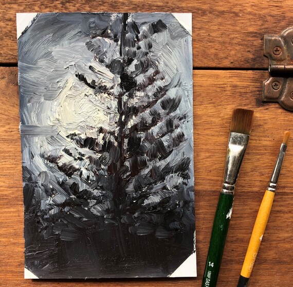 Original Oil Painting Of Norfolk Pine Tree Sun And Tree Etsy