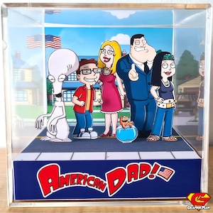 Cubo diorama decorativo 3D fanart tratto dal cartone animato: American Dad!