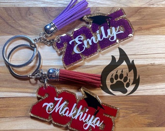 2025 Graduation Keychain (Free Name On Front), Graduation Gift, Senior Gift, Class of 2025 Gift, Junior Gift, Back to school