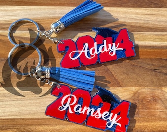 2024 Graduation Keychain (Free Name On Front), Graduation Gift, Homecoming, Class of 2024 Gift, Back to School, Senior Year, Senior Night