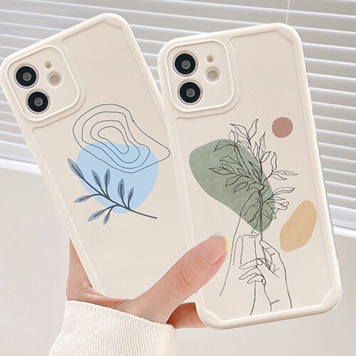 Aesthetic Phone Case Line Art Leaves Iphone Case Iphone 13 Etsy Finland
