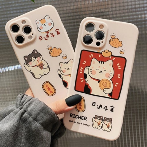 Cute Cartoon Cat Phone Case For Iphone 11 12 Pro Max X Xs Xr Etsy Hong Kong