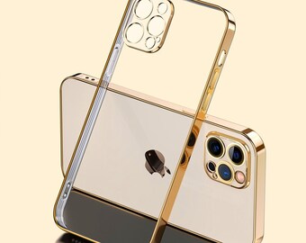 Luxury Electroplated Shockproof Clear iPhone Case, Phone 13 12 11 Pro Max Case,iPhone 7 8 Case, iPhone X XR Case, iPhone SE Case